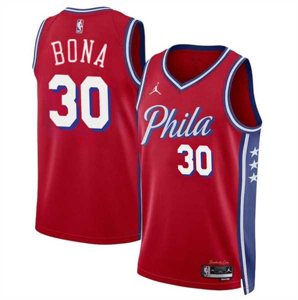 Men%27s Philadelphia 76ers #30 Adam Bona Red 2024 Draft Statement Edition Basketball Stitched Jersey Dzhi->orlando magic->NBA Jersey